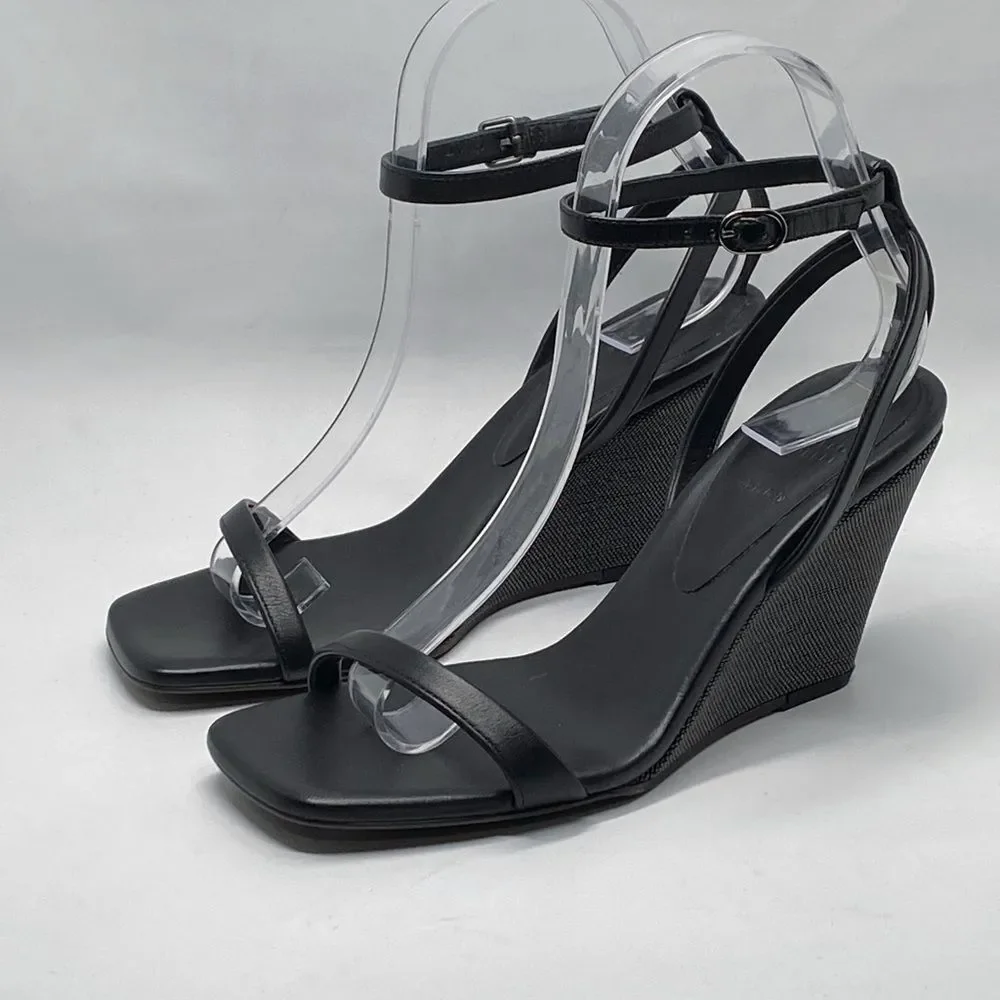 Brunello Cucinelli Monili Embellished Strappy Wedge Leather Sandals size 36